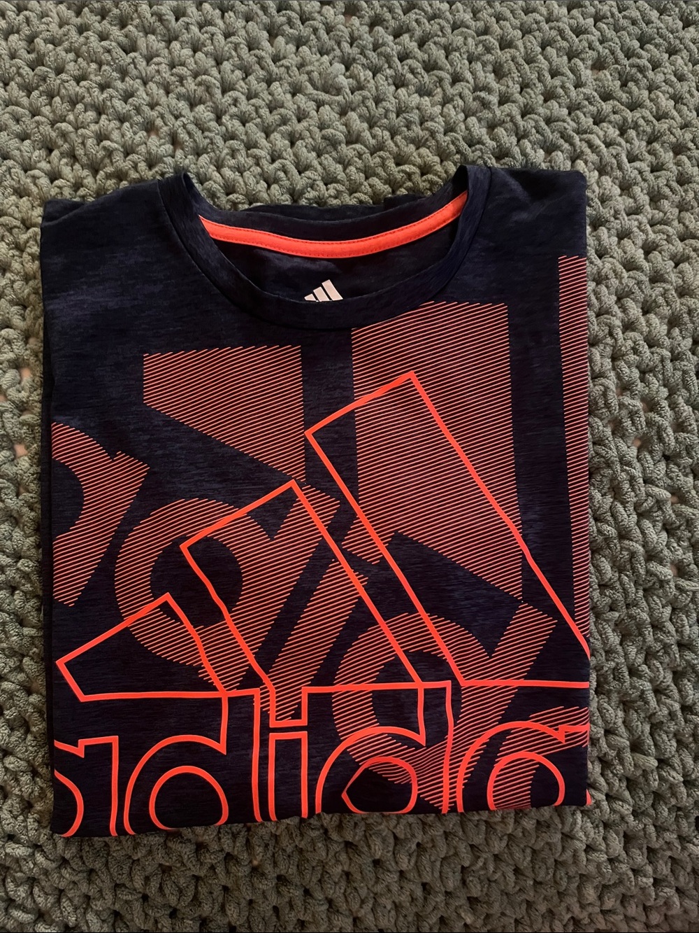 adidas Black Tee with Bright Red Logo Graphic